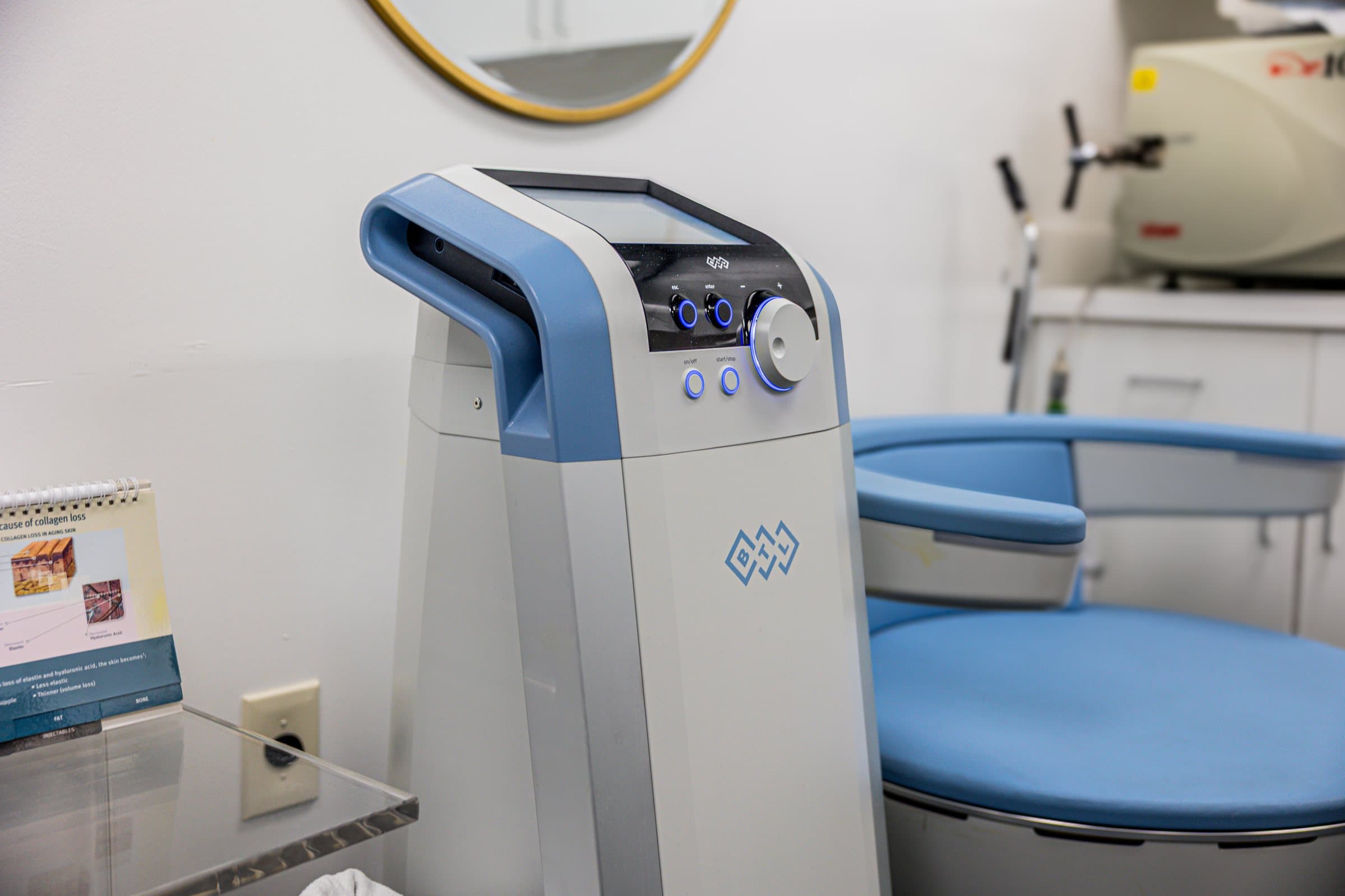 The Emsella chair in a treatment room at Acqua Blu